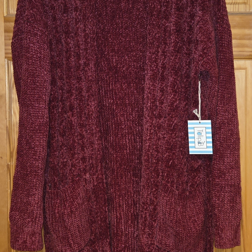 Tulip B Tulle Women's Deep Red Cardigan